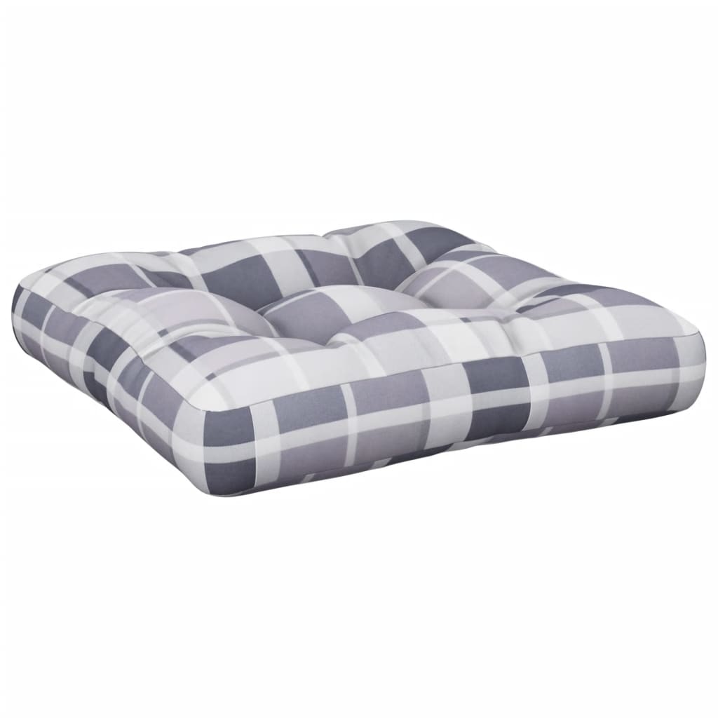 Cuscino per Pallet a Quadri Grigio 58x58x10 cm in Tessuto | homemem39