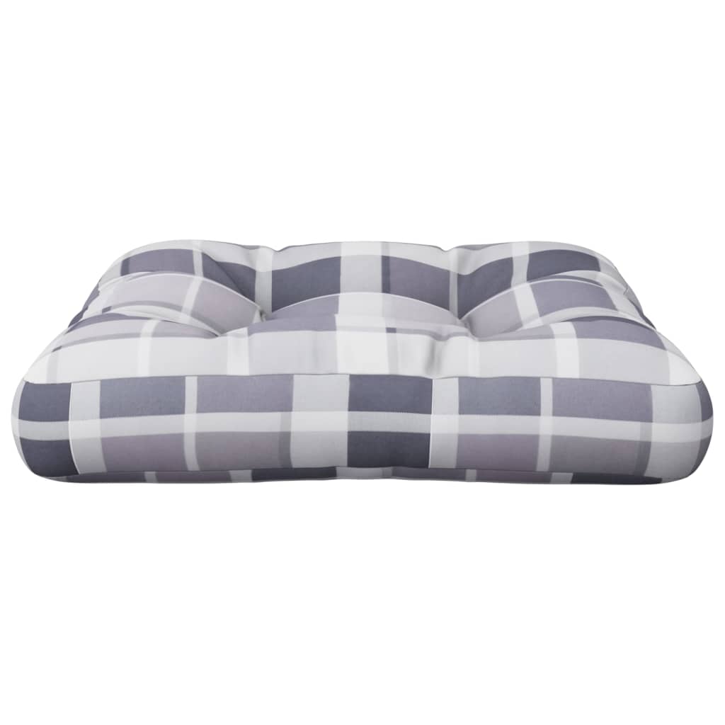 Cuscino per Pallet a Quadri Grigio 58x58x10 cm in Tessuto | homemem39