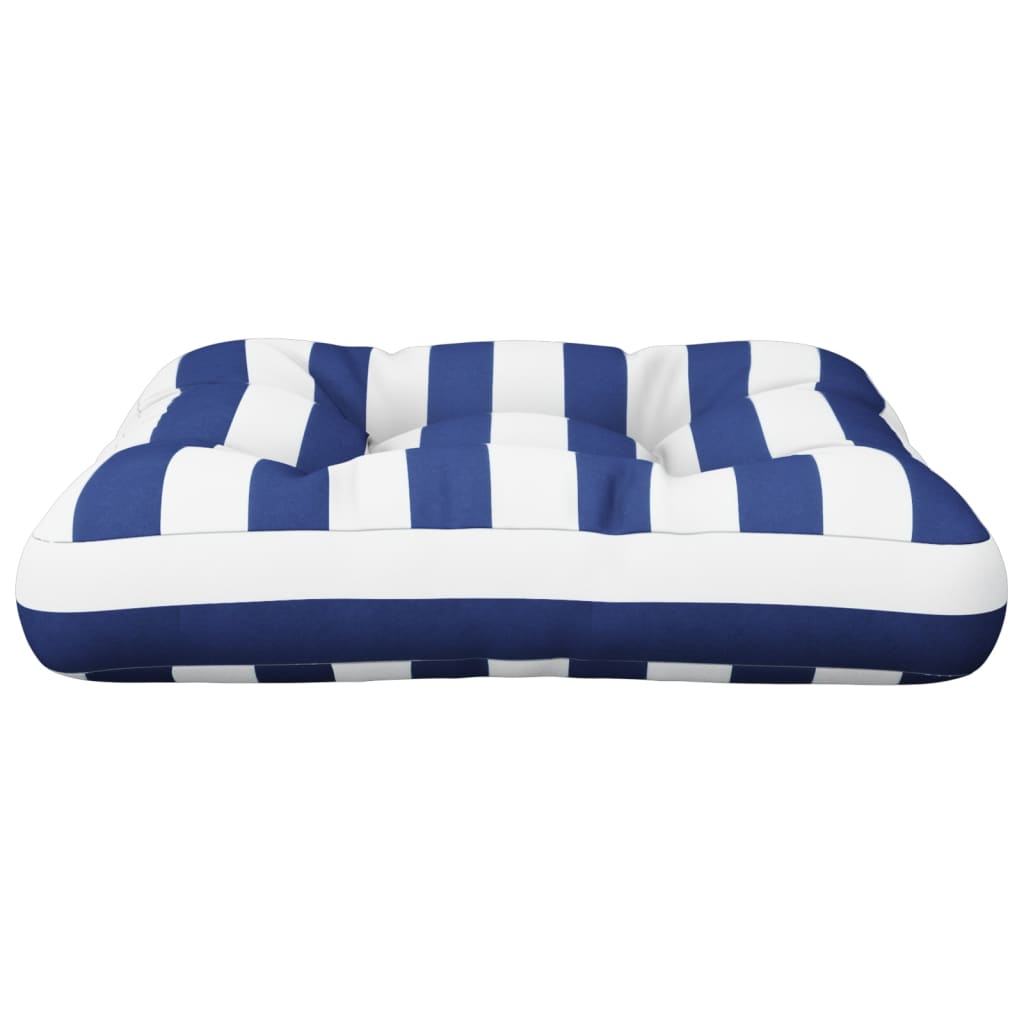 Cuscino Pallet Strisce Bianche e Blu 58x58x10 cm Tessuto Oxford