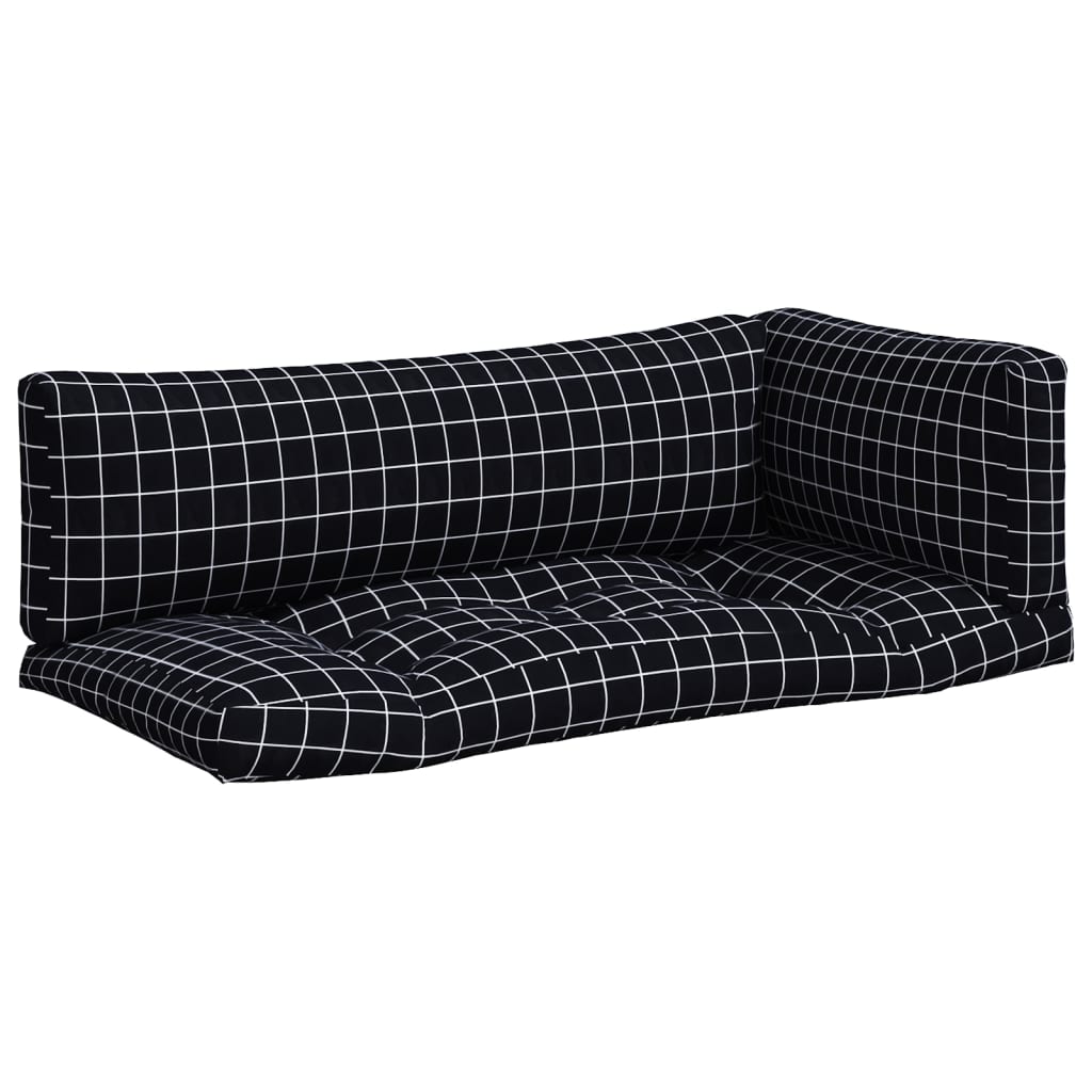Cuscini per Pallet 3 pz Motivo a Quadri Nero in Tessuto Oxford | homemem39
