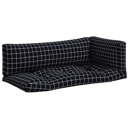 Cuscini per Pallet 3 pz Motivo a Quadri Nero in Tessuto Oxford | homemem39