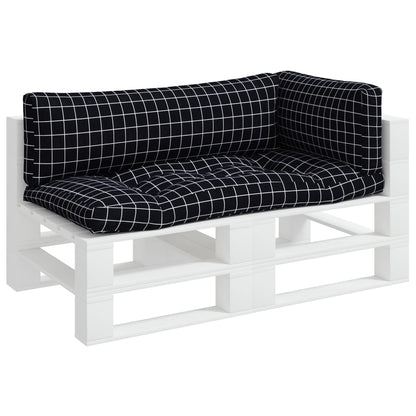 Cuscini per Pallet 3 pz Motivo a Quadri Nero in Tessuto Oxford | homemem39