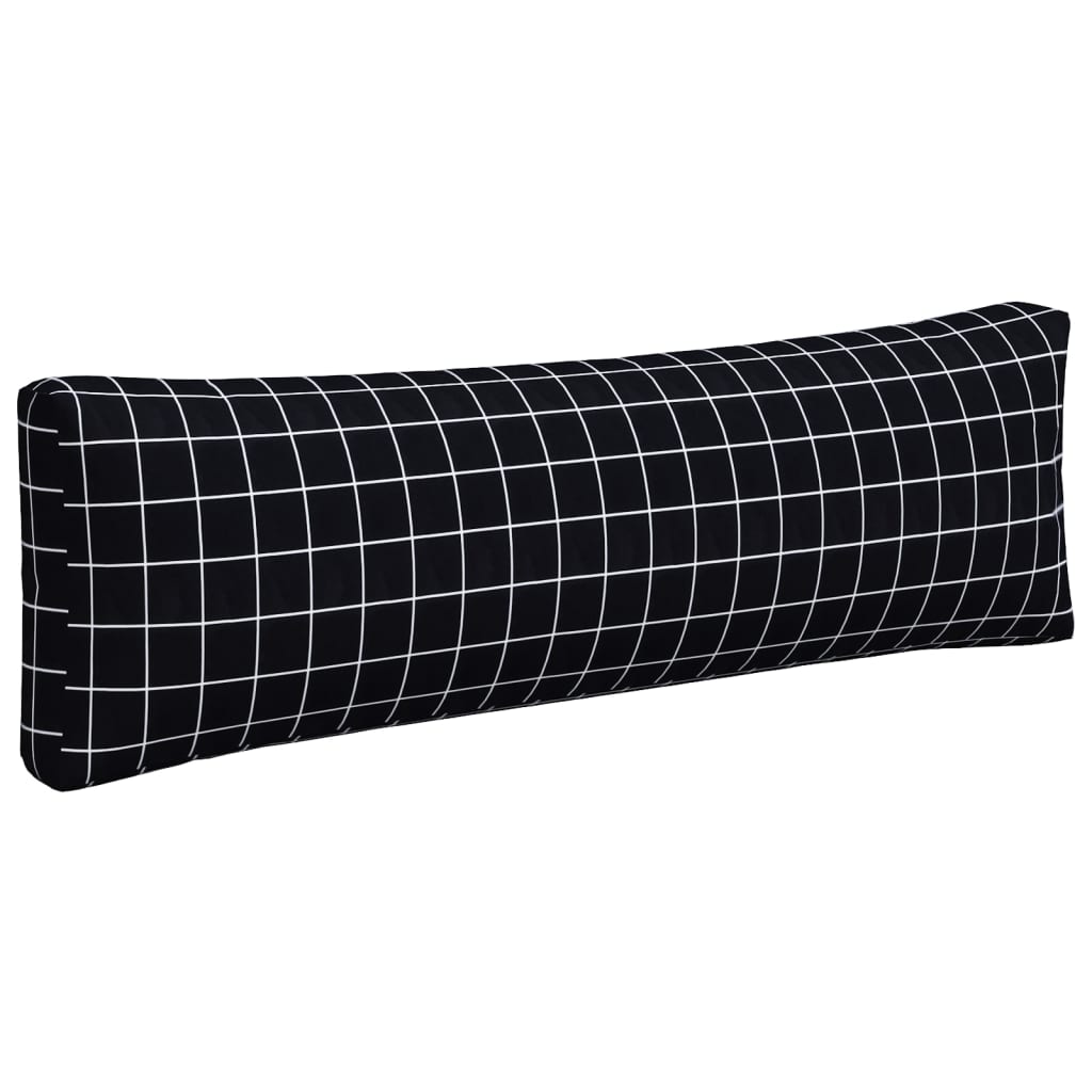 Cuscini per Pallet 3 pz Motivo a Quadri Nero in Tessuto Oxford | homemem39