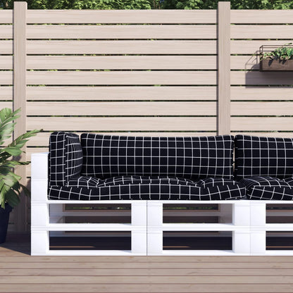 Cuscini per Pallet 3 pz Motivo a Quadri Nero in Tessuto Oxford | homemem39