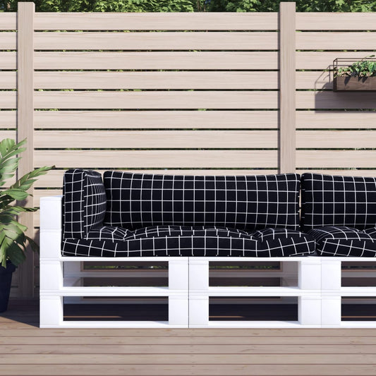 Cuscini per Pallet 3 pz Motivo a Quadri Nero in Tessuto Oxford | homemem39