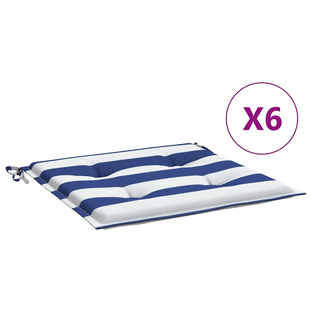 Cuscini per Sedia 6 pz Strisce Bianche e Blu 40x40x4 cm Tessuto | homemem39