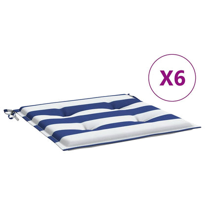 Cuscini per Sedia 6 pz Strisce Bianche e Blu 40x40x4 cm Tessuto | homemem39