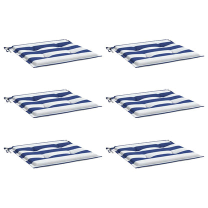 Cuscini per Sedia 6 pz Strisce Bianche e Blu 40x40x4 cm Tessuto | homemem39
