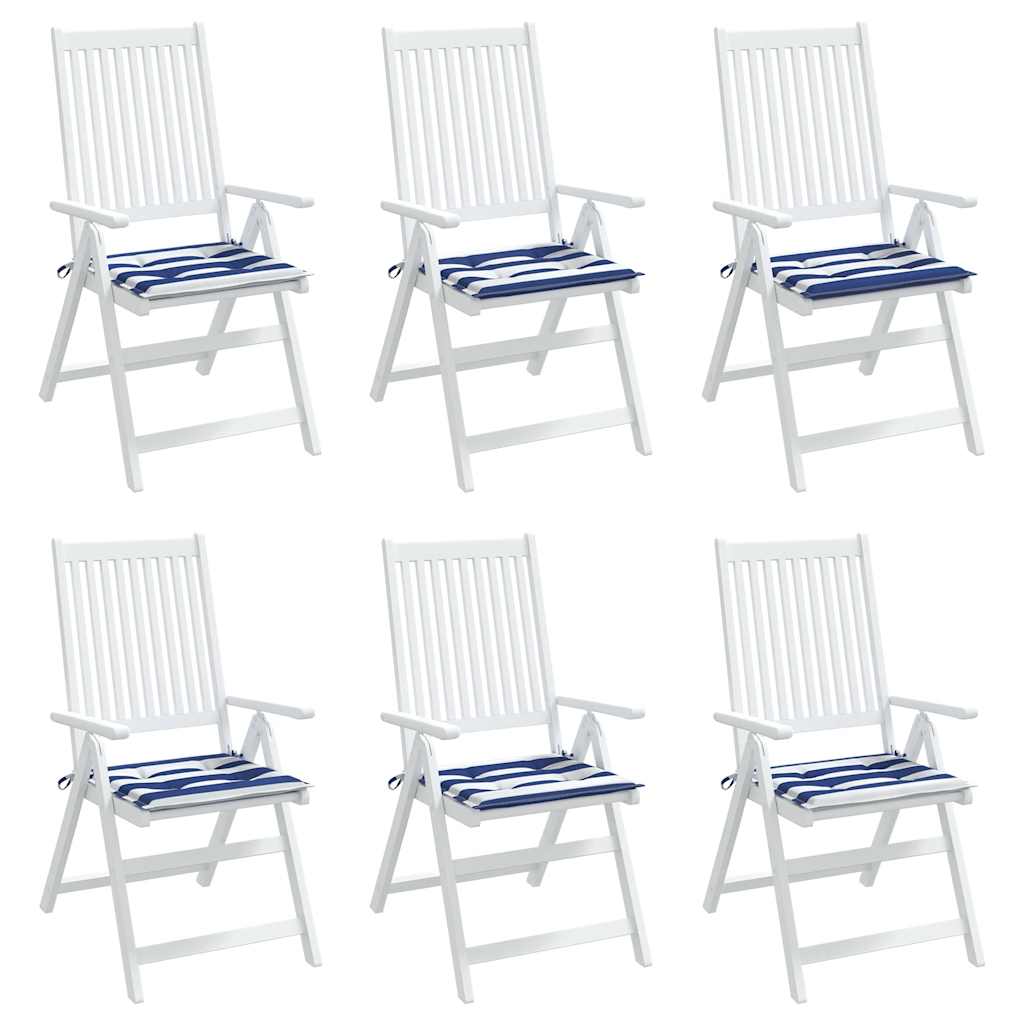 Cuscini per Sedia 6 pz Strisce Bianche e Blu 40x40x4 cm Tessuto | homemem39