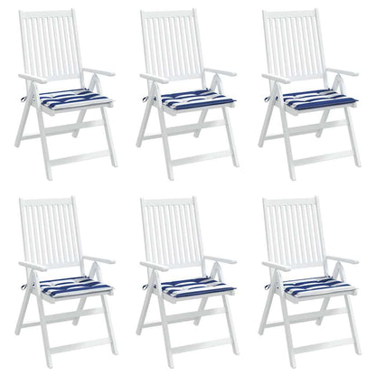 Cuscini per Sedia 6 pz Strisce Bianche e Blu 40x40x4 cm Tessuto | homemem39