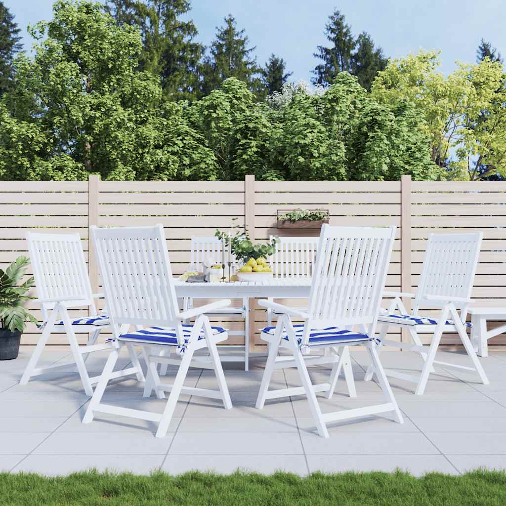 Cuscini per Sedia 6 pz Strisce Bianche e Blu 40x40x4 cm Tessuto | homemem39