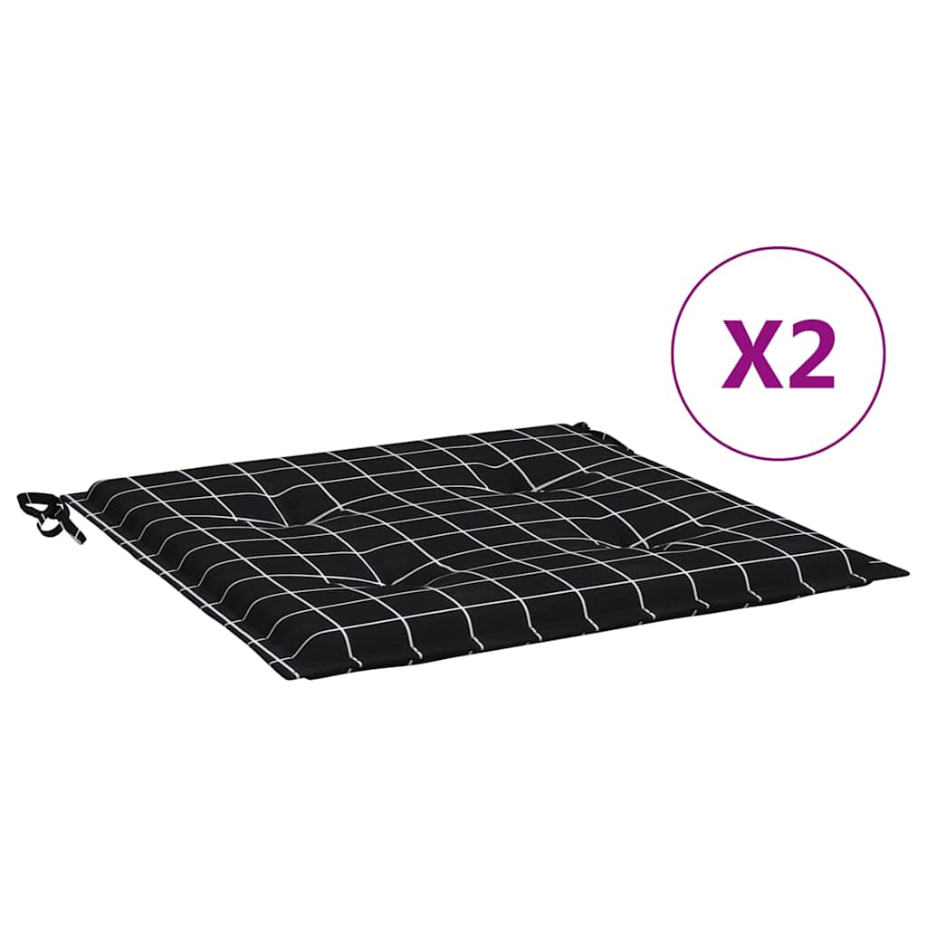 Cuscini Sedia 2 pz Motivo a Quadri Nero 40x40x4 cm in Tessuto | homemem39
