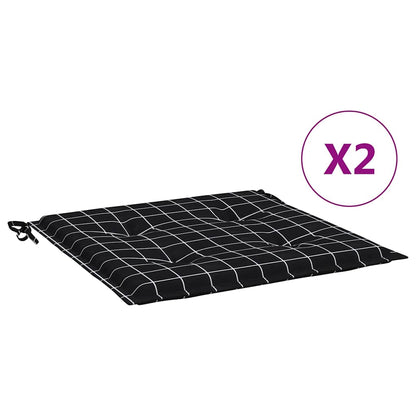 Cuscini Sedia 2 pz Motivo a Quadri Nero 40x40x4 cm in Tessuto | homemem39