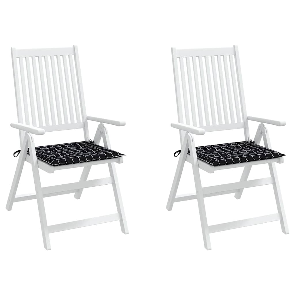 Cuscini Sedia 2 pz Motivo a Quadri Nero 40x40x3 cm in Tessuto | homemem39