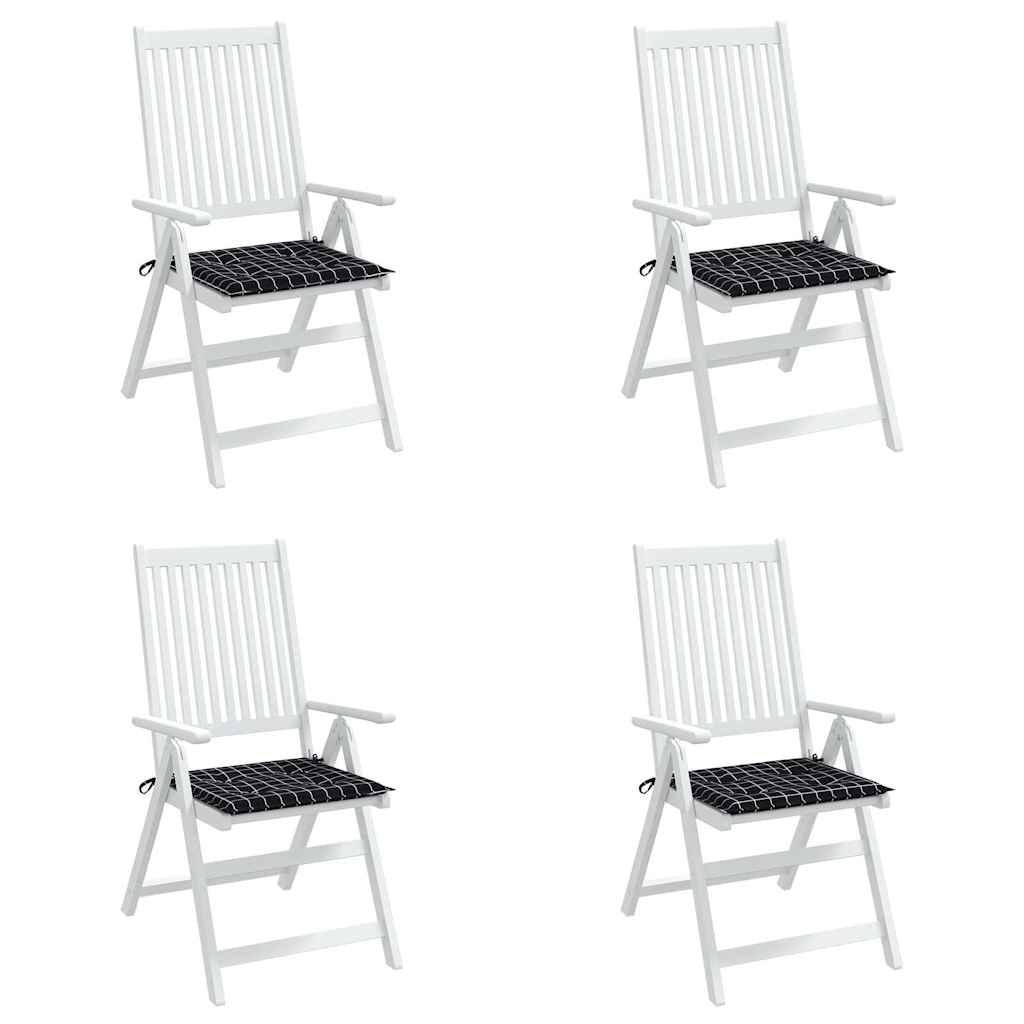 Cuscini Sedia 4 pz Motivo a Quadri Nero 40x40x4 cm in Tessuto