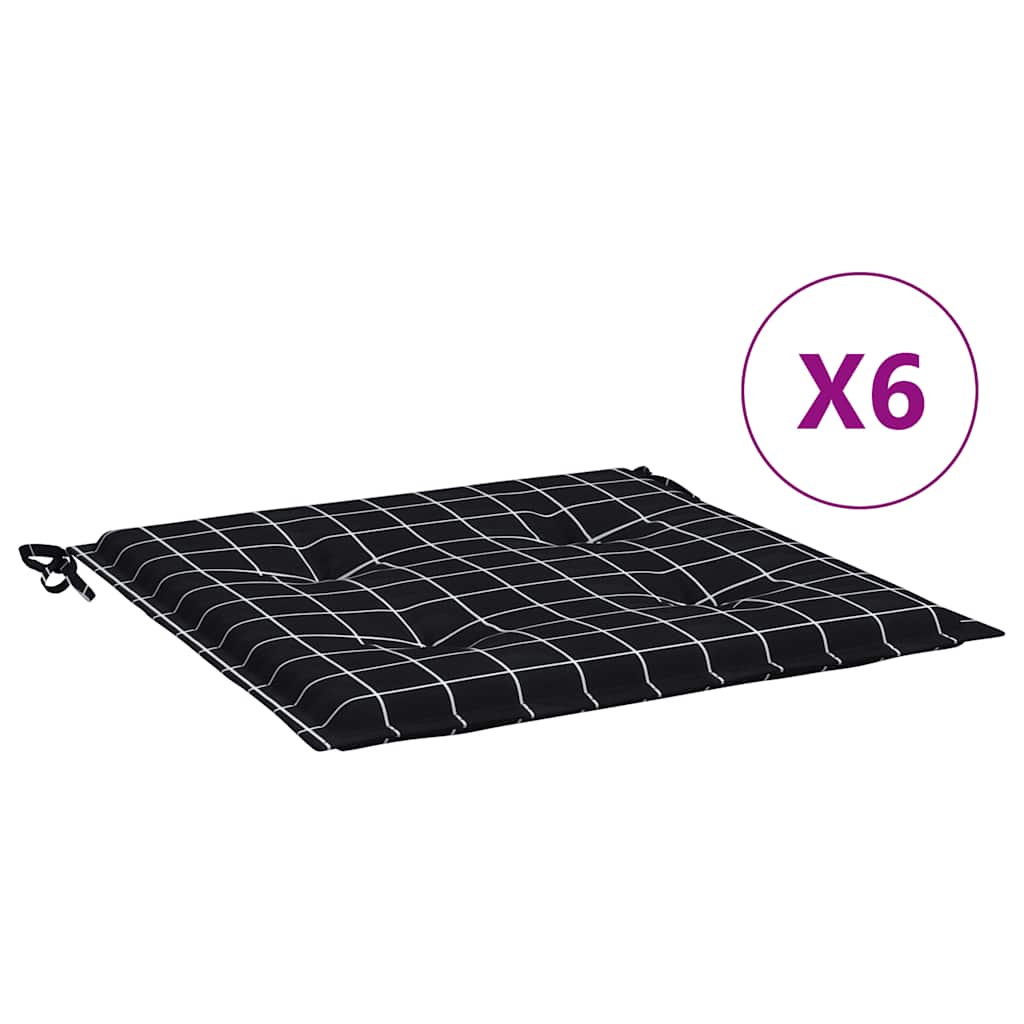 Cuscini Sedia 6 pz Motivo a Quadri Nero 40x40x4 cm in Tessuto | homemem39