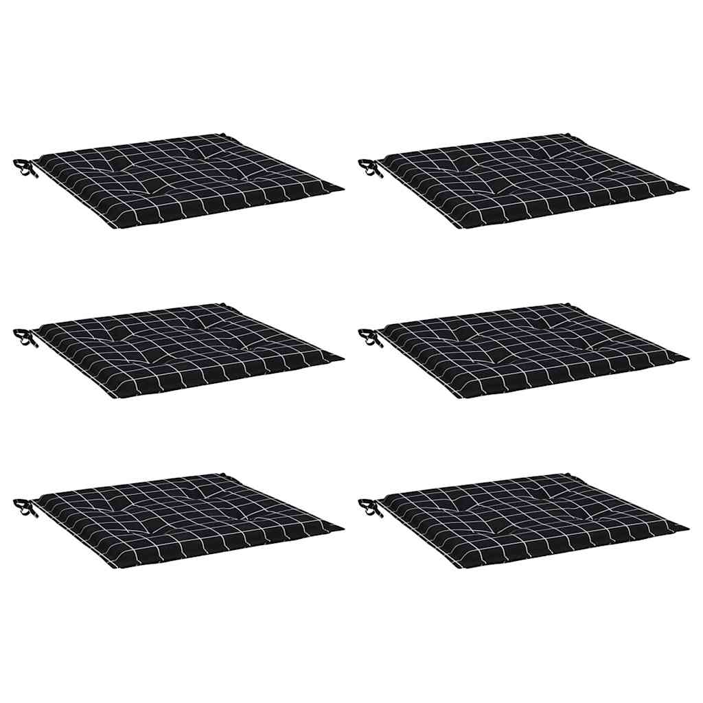 Cuscini Sedia 6 pz Motivo a Quadri Nero 40x40x4 cm in Tessuto | homemem39