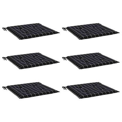 Cuscini Sedia 6 pz Motivo a Quadri Nero 40x40x4 cm in Tessuto | homemem39
