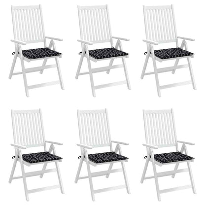 Cuscini Sedia 6 pz Motivo a Quadri Nero 40x40x4 cm in Tessuto