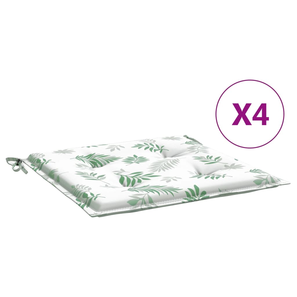 Cuscini per Sedia 4 pz Motivo a Foglie 40x40x4 cm Tessuto