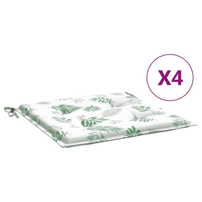 Cuscini per Sedia 4 pz Motivo a Foglie 40x40x4 cm Tessuto