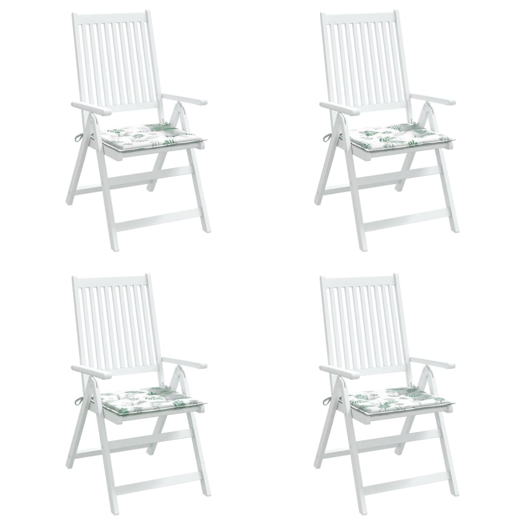 Cuscini per Sedia 4 pz Motivo a Foglie 40x40x4 cm Tessuto