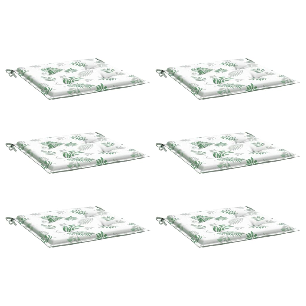 Cuscini per Sedia 6 pz Motivo a Foglie 40x40x4 cm Tessuto | homemem39