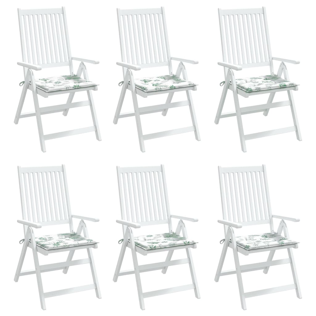 Cuscini per Sedia 6 pz Motivo a Foglie 40x40x4 cm Tessuto