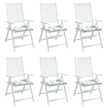 Cuscini per Sedia 6 pz Motivo a Foglie 40x40x4 cm Tessuto