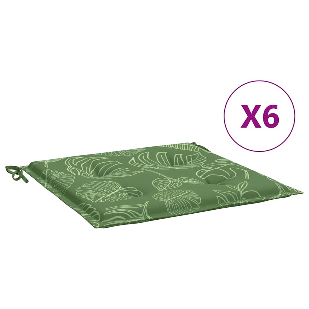 Cuscini per Sedia 6 pz Motivo a Foglie 40x40x4 cm Tessuto