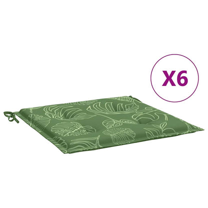 Cuscini per Sedia 6 pz Motivo a Foglie 40x40x4 cm Tessuto