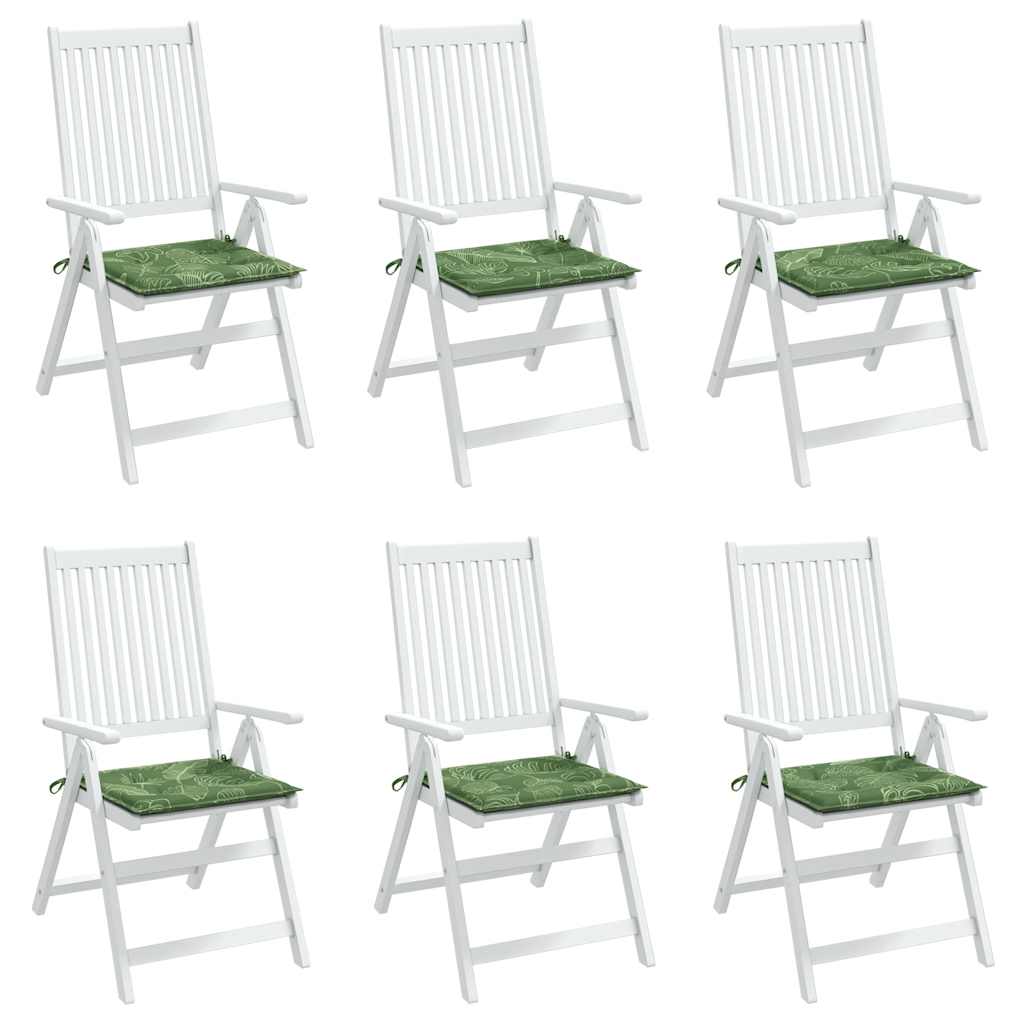 Cuscini per Sedia 6 pz Motivo a Foglie 40x40x3 cm Tessuto | homemem39