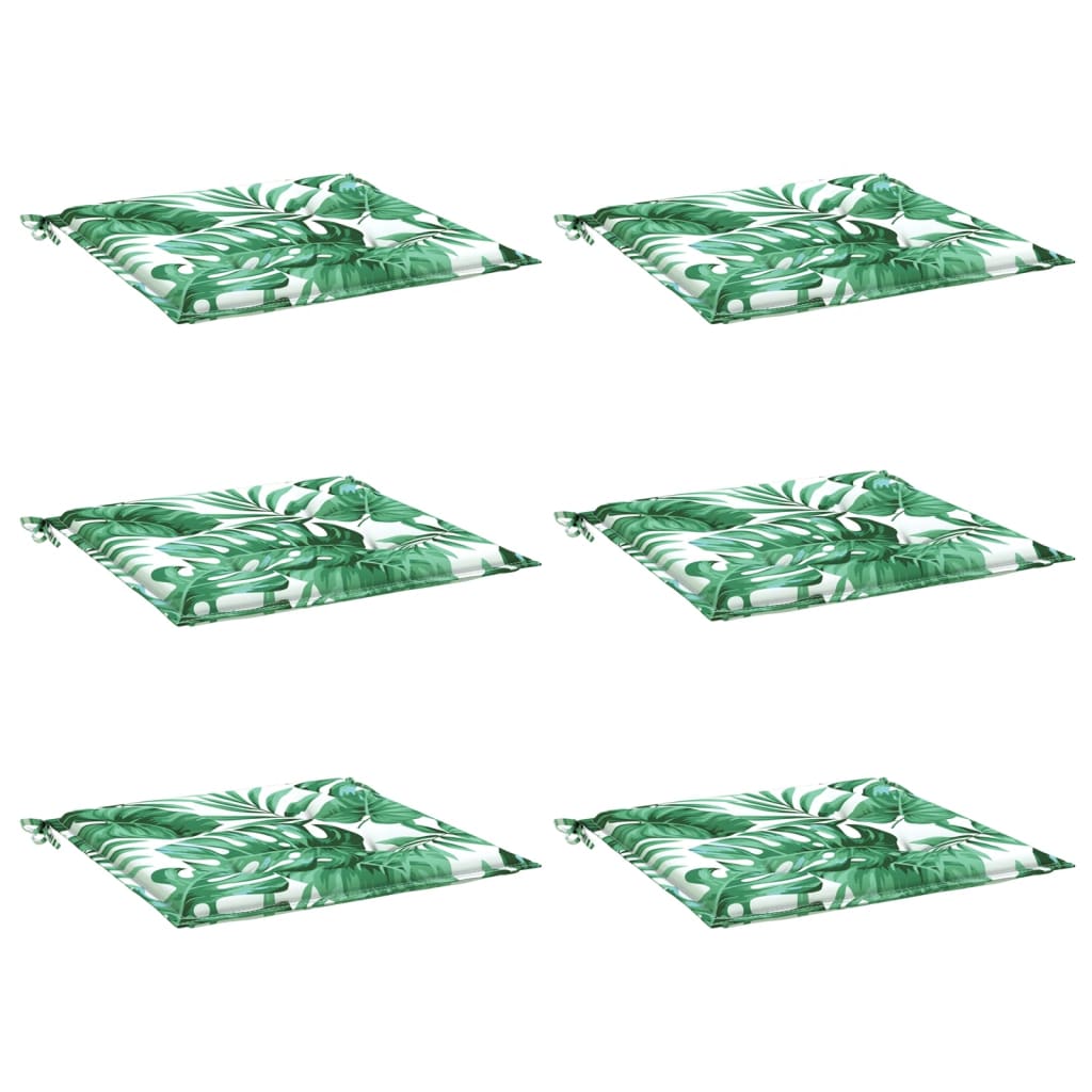 Cuscini per Sedia 6 pz Motivo a Foglie 50x50x4 cm in Tessuto | homemem39