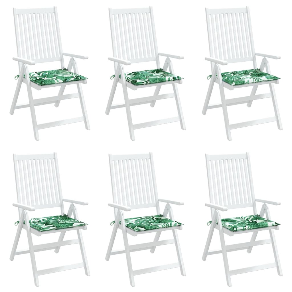 Cuscini per Sedia 6 pz Motivo a Foglie 50x50x4 cm in Tessuto | homemem39