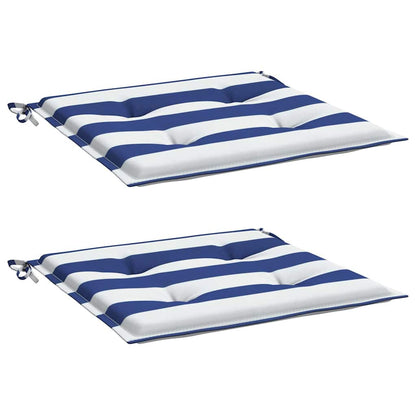Cuscini per Sedia 2pz Strisce Bianche e Blu 50x50x4 cm Tessuto | homemem39