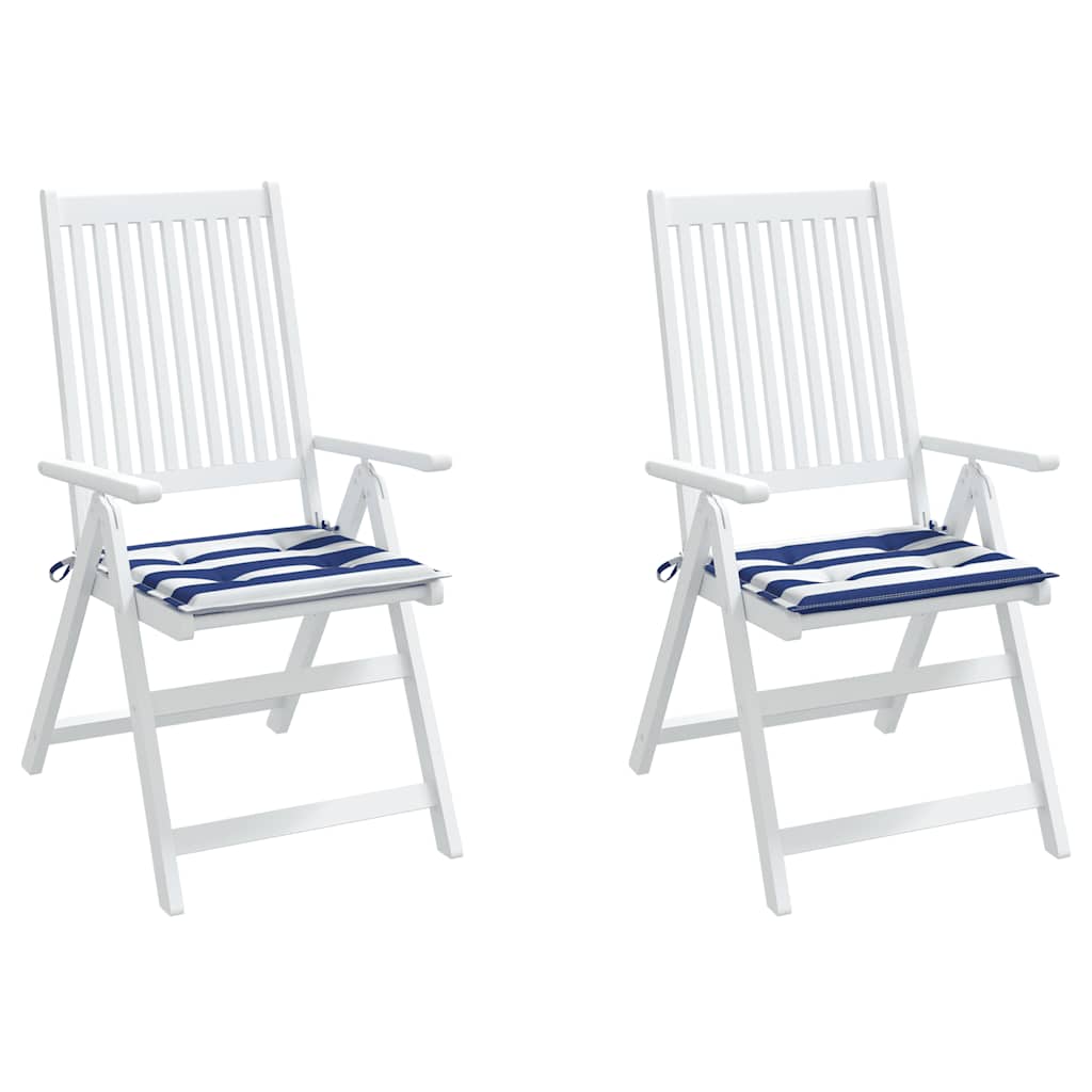Cuscini per Sedia 2pz Strisce Bianche e Blu 50x50x4 cm Tessuto | homemem39