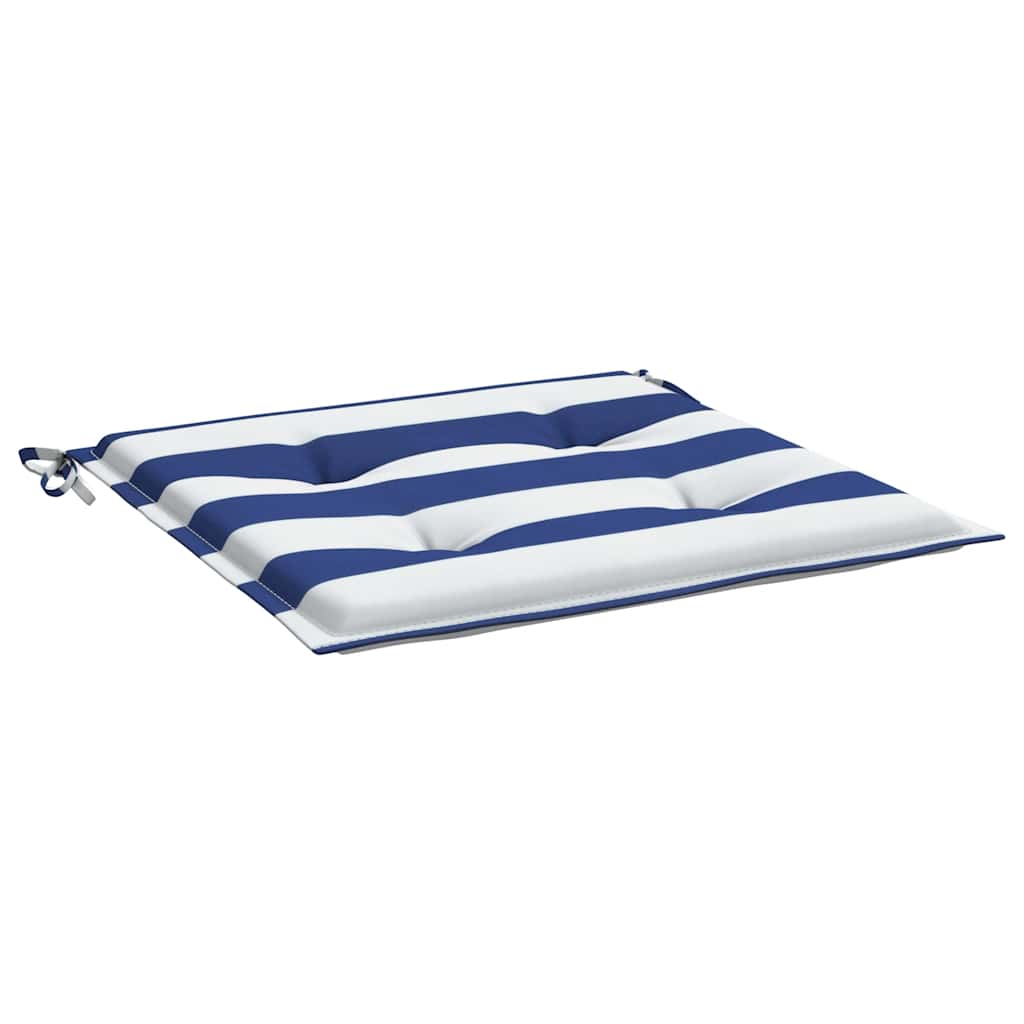 Cuscini per Sedia 2pz Strisce Bianche e Blu 50x50x4 cm Tessuto | homemem39