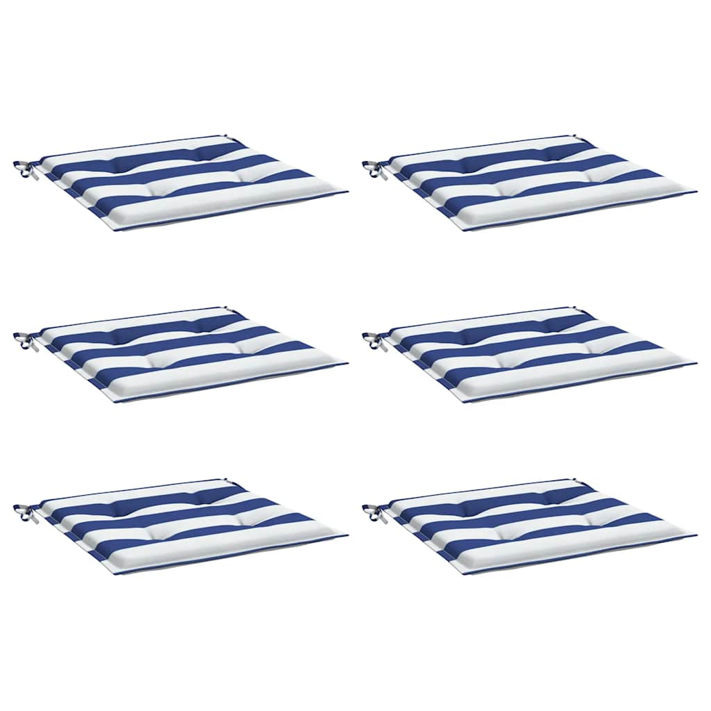Cuscini per Sedia 2pz Strisce Bianche e Blu 50x50x4 cm Tessuto - homemem39