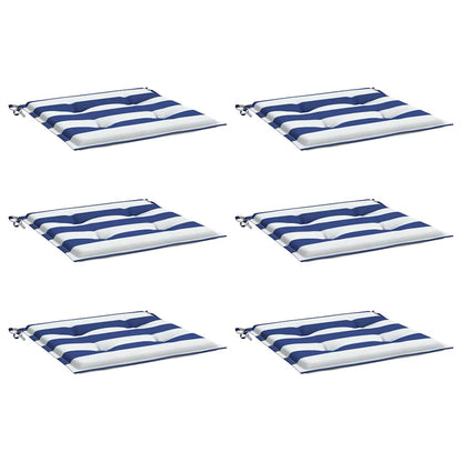 Cuscini per Sedia 2pz Strisce Bianche e Blu 50x50x4 cm Tessuto - homemem39