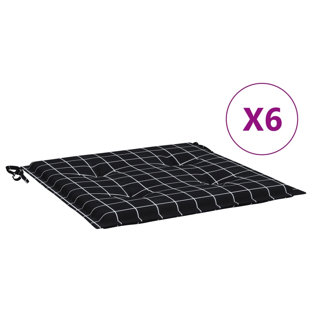 Cuscini per Sedia 6 pz Motivo a Quadri Nero 50x50x4cm Tessuto | homemem39