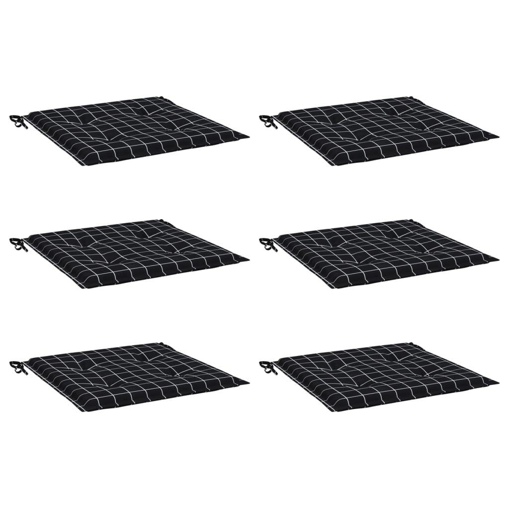 Cuscini per Sedia 6 pz Motivo a Quadri Nero 50x50x4cm Tessuto | homemem39