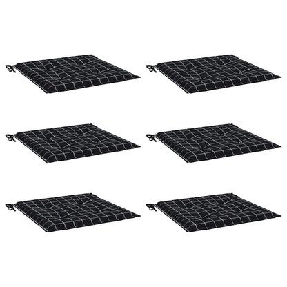 Cuscini per Sedia 6 pz Motivo a Quadri Nero 50x50x4cm Tessuto | homemem39