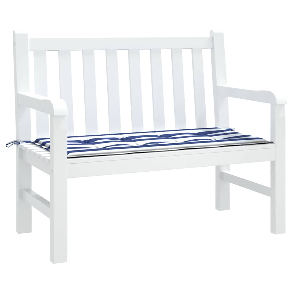 Cuscino Panca Giardino Bianco e Blu 100x50x4 cm Tessuto Oxford - homemem39