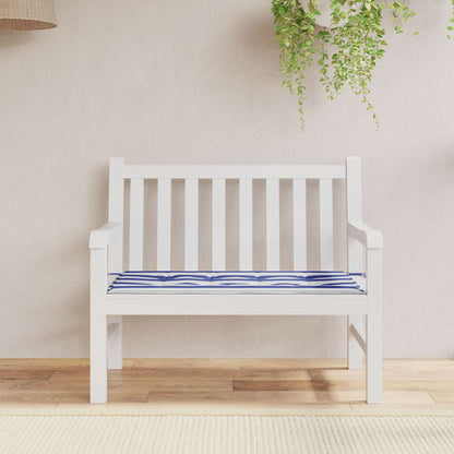 Cuscino Panca Giardino Bianco e Blu 100x50x4 cm Tessuto Oxford - homemem39