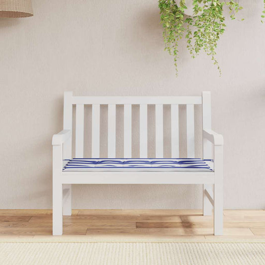 Cuscino Panca Giardino Bianco e Blu 100x50x4 cm Tessuto Oxford - homemem39