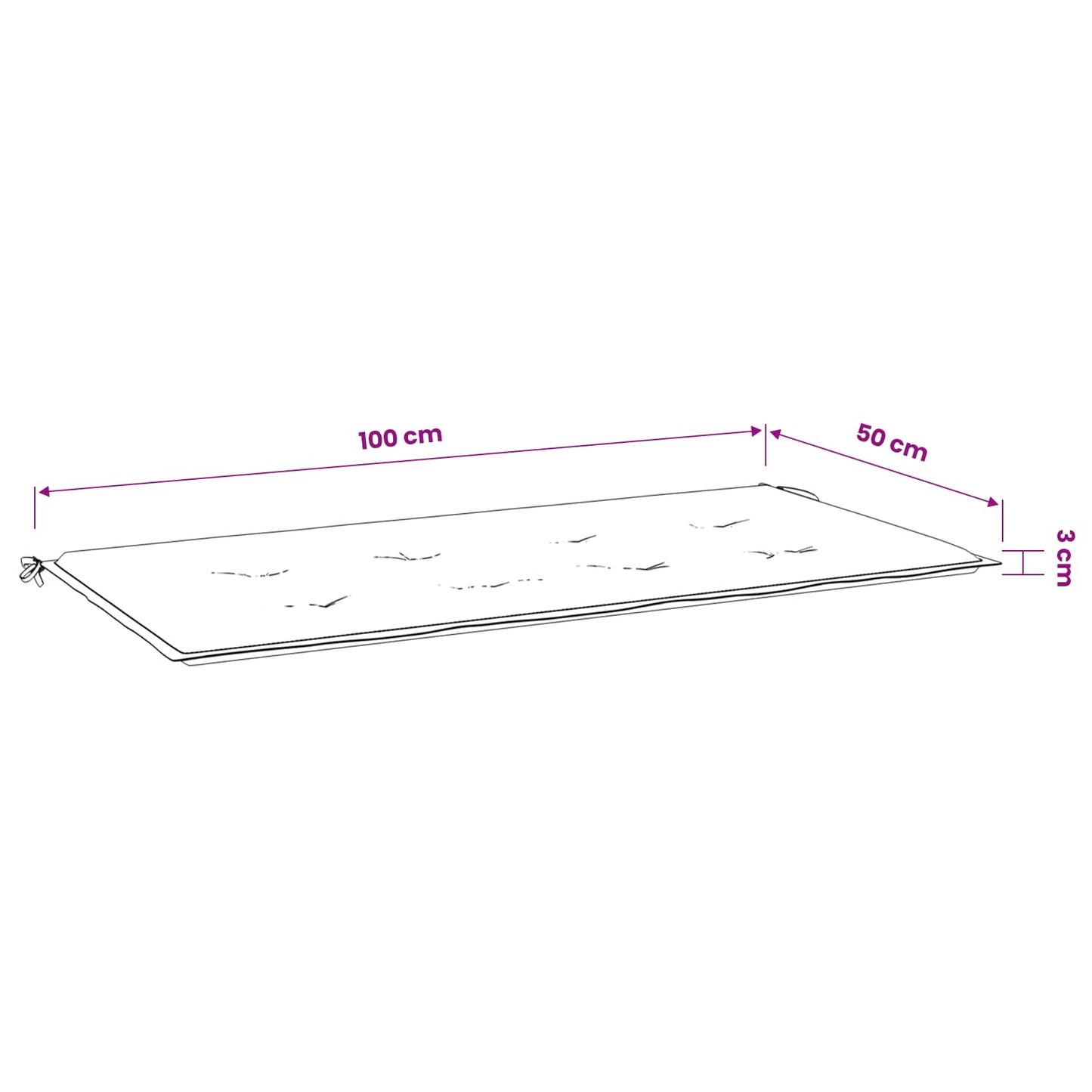 Cuscino per Sedia Tessuto Oxford Rosa 100 x 50 x 3 cm | homemem39