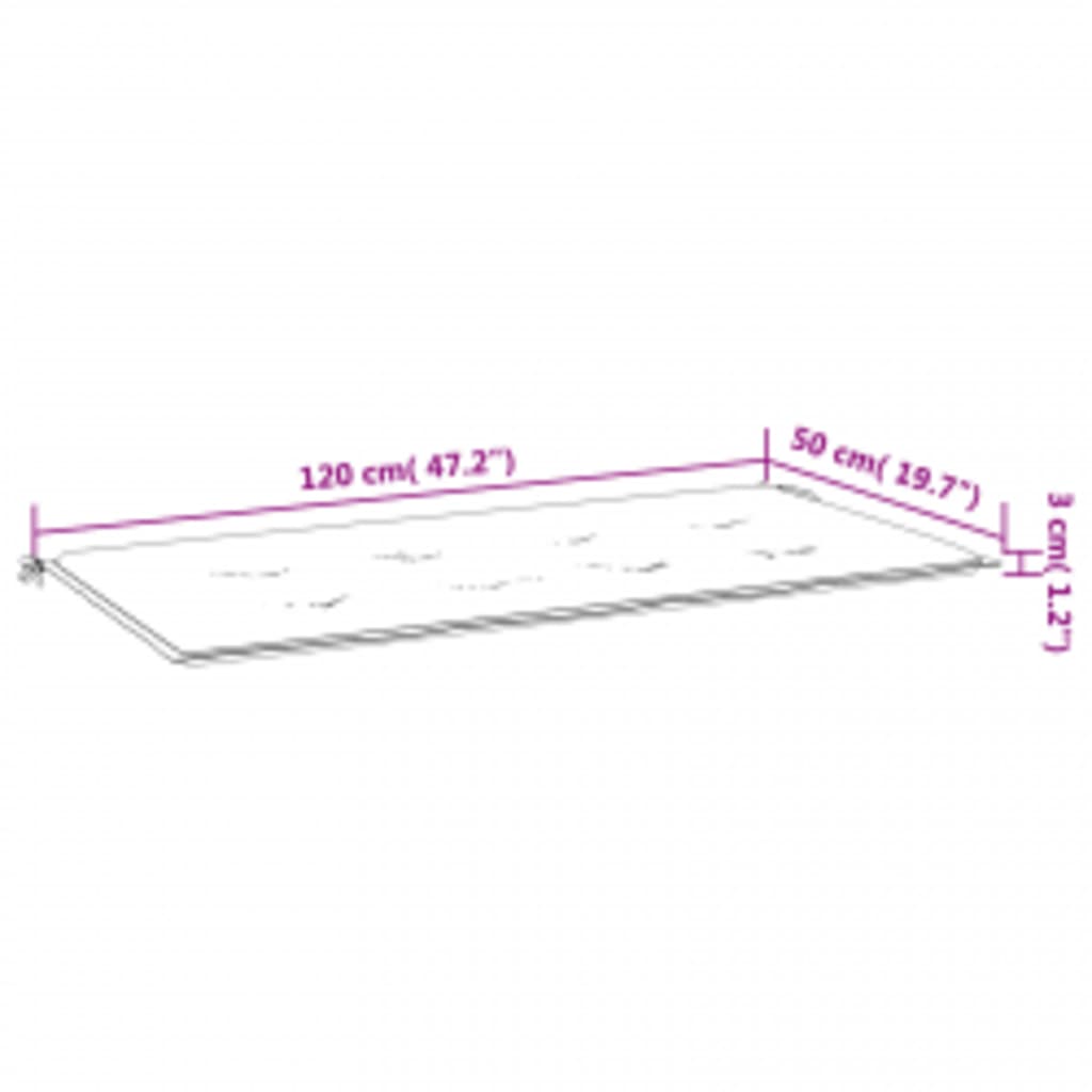 Cuscino per Panca a Foglie 120x50x3 cm in Tessuto Oxford