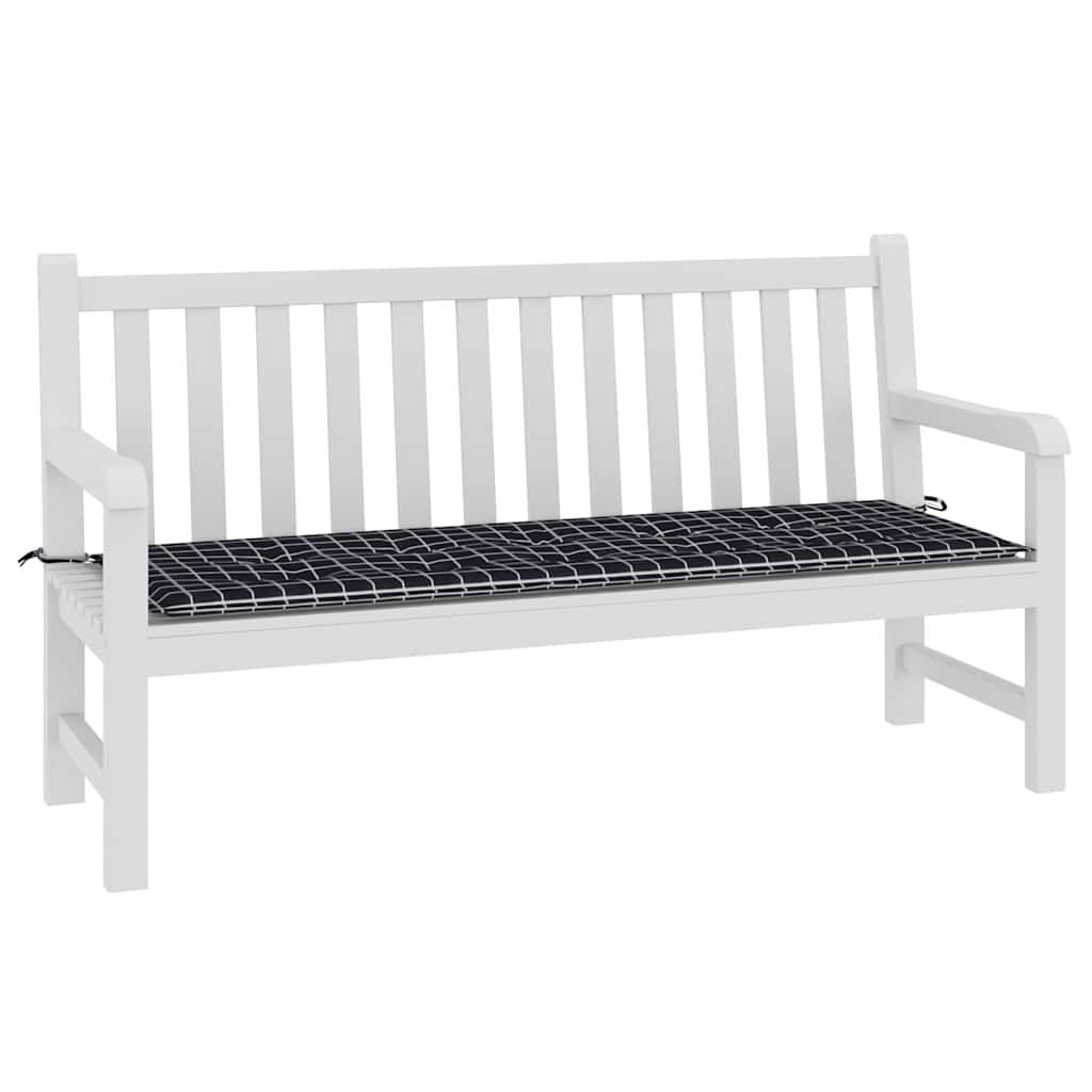 Cuscino Panca Giardino a Quadri Nero 150x50x3 cm Tessuto Oxford | homemem39