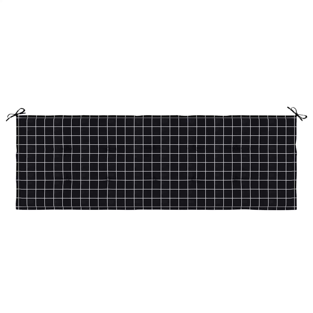Cuscino Panca Giardino a Quadri Nero 150x50x3 cm Tessuto Oxford