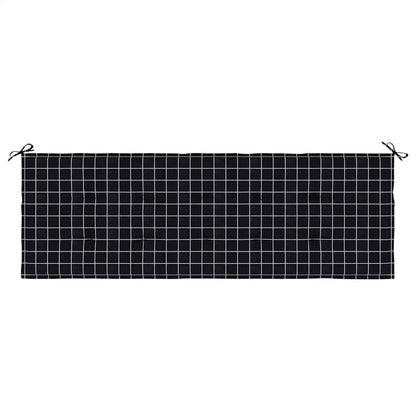 Cuscino Panca Giardino a Quadri Nero 150x50x3 cm Tessuto Oxford